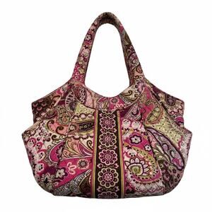 Vera Bradley Side By Side Tote Very Berry Paisley Pink Retired Quilted Bag